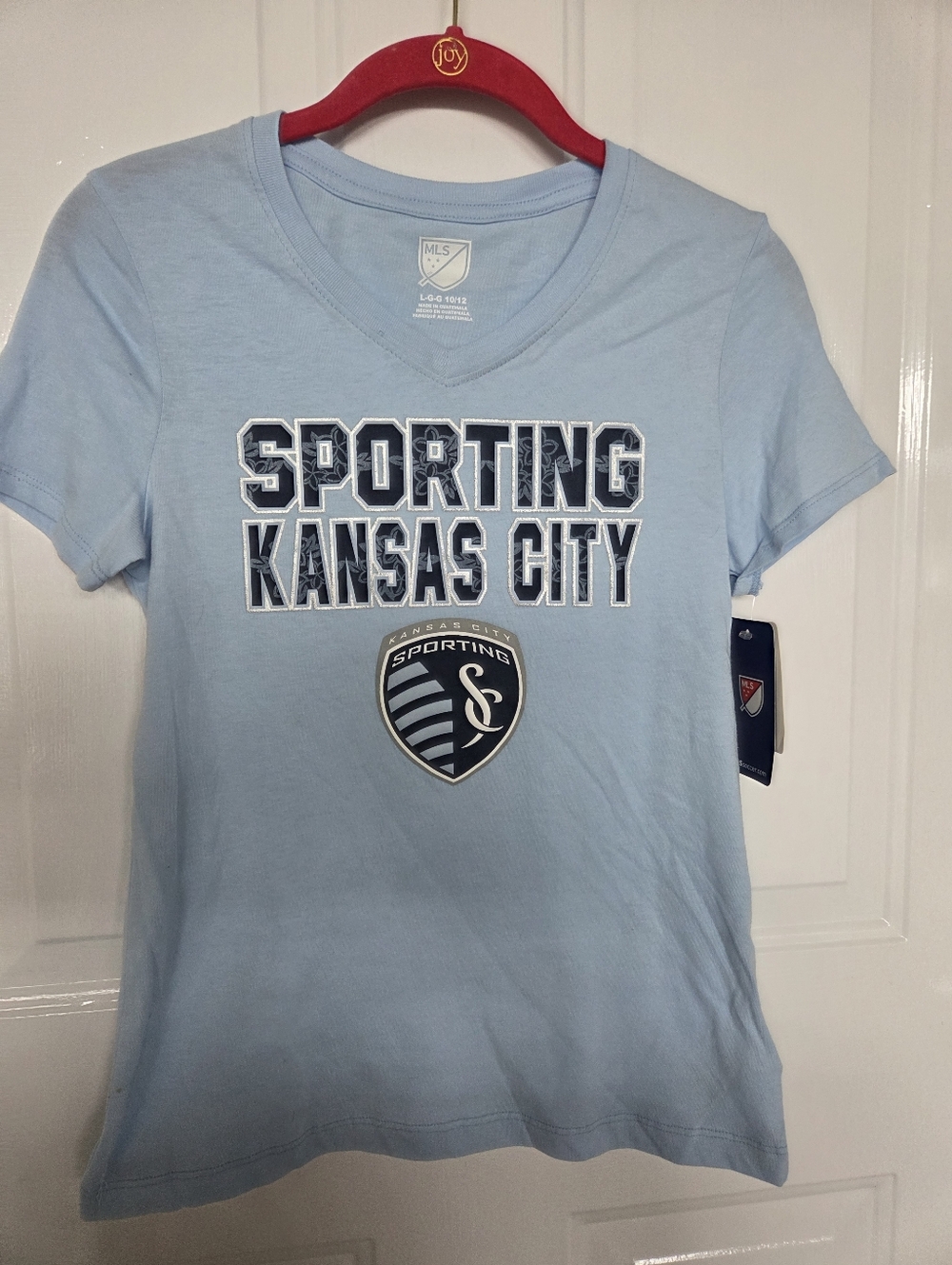 Girls 10/12 Sporting Kansas City Light Blue Logo Soccer Tee